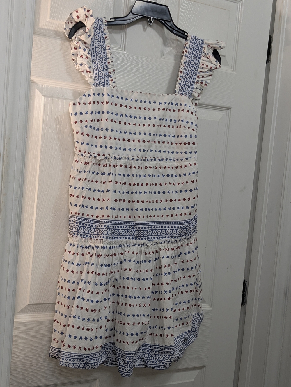 Oliphant White Sundress with Blue and Red Star Print